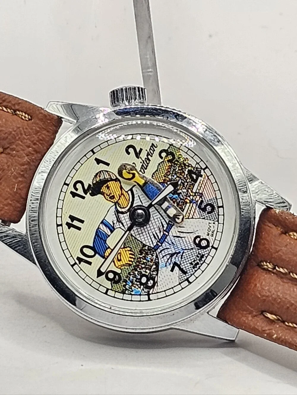 Vintage Criterion Animated Baseball Pitcher Wristwatch Non Working
